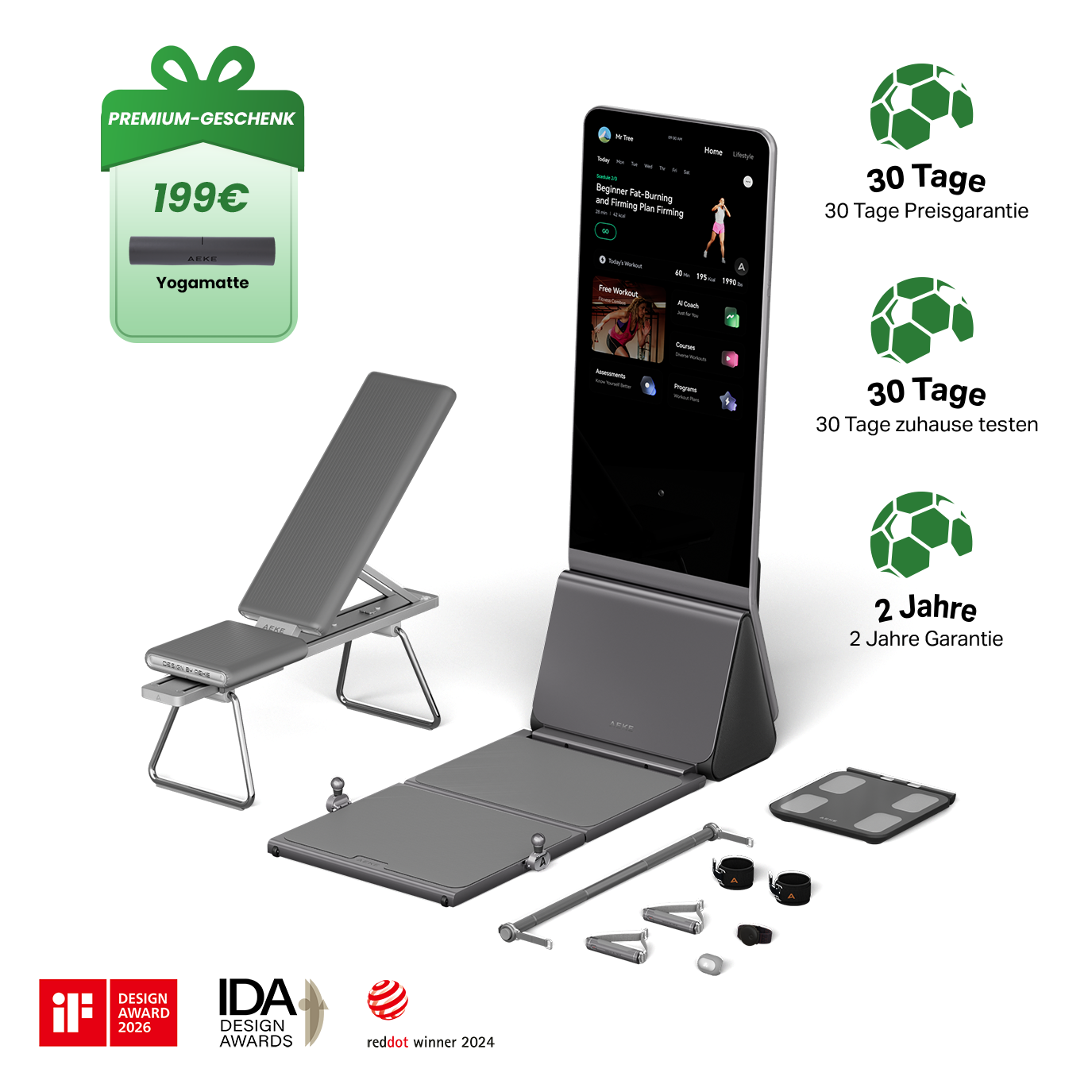 PulseFit AI smart home gym machine with touchscreen